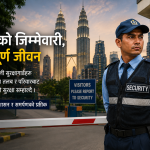 मलेसियामा नेपाली सुरक्षागार्डले आफ्नो ज्यान धरापमा राखी अरुलाई सुरक्षा दिँदै, संघर्षपूर्ण जीवन बिताउँदै।
