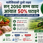 खाद्य आयात आधा घटाउने मलेसियाको दीर्घकालीन योजना, सन् २०५० सम्म खाद्य सुरक्षामा आत्मनिर्भर बन्ने।