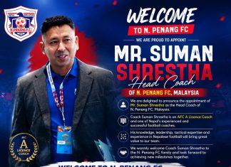 मलेसियामा रहेको क्लब N. Penang FC को मुख्य प्रशिक्षकमा सुमन श्रेष्ठ नियुक्त